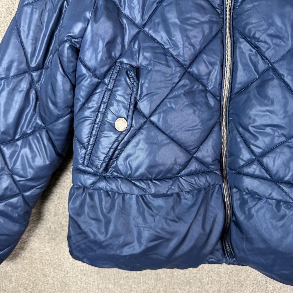 Michael Kors Jacket Girls 10/12‎ Blue Quilted Puffer Zip Front Logo Winter - Picture 5 of 11